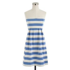 JCrew Strapless Blue & White Striped Dress